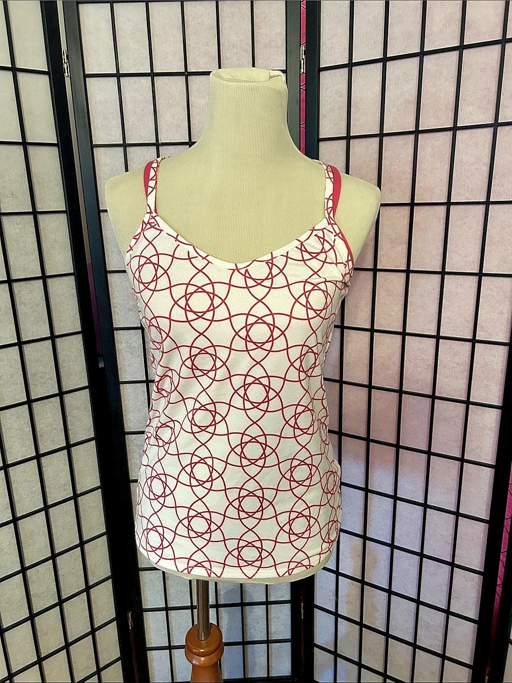 Soybu Lotus Fit Activewear Tank Abstract Pink & White Tank Top